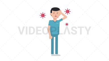 White Male Nurse Sick with Covid Stock Animation