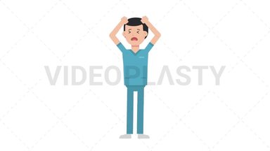 White Male Nurse Stressed Stock Animation