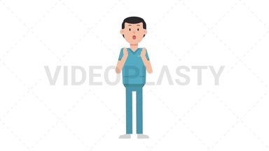 White Male Nurse Surprised Stock Animation