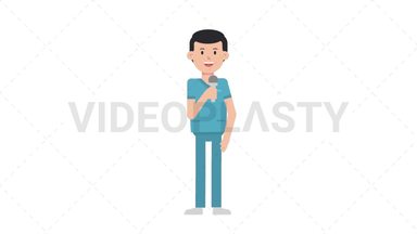 White Male Nurse Talking on Microphone Stock Animation