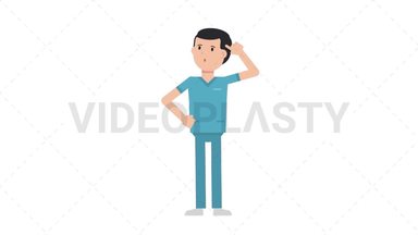 White Male Nurse Thinking Stock Animation