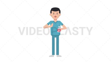 White Male Nurse Using Disinfectant Spray Stock Animation