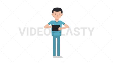 White Male Nurse Using Tablet Sad Stock Animation
