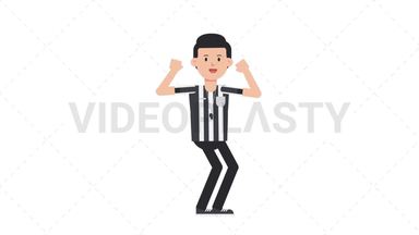 White Male US Referee Cheer Stock Animation