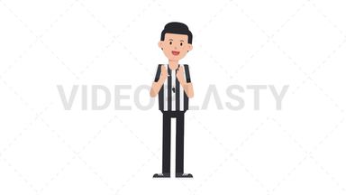 White Male US Referee Clapping Stock Animation