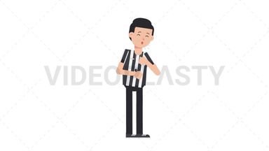 White Male US Referee Coughing Stock Animation