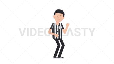 White Male US Referee Dancing Stock Animation