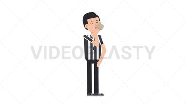 White Male US Referee Drinking Coffee Stock Animation