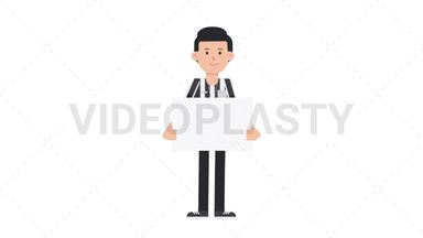 White Male Us Referee Holding Poster Stock Animation