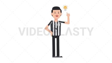 White Male US Referee Idea Stock Animation