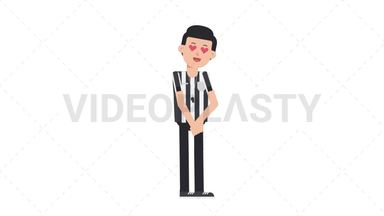 White Male US Referee In Love Stock Animation