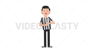 White Male US Referee Laughing Stock Animation