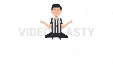 White Male US Referee Meditate Stock Animation