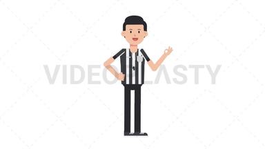 White Male US Referee OK Stock Animation
