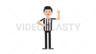 White Male US Referee Pointing Above Stock Animation