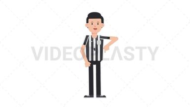 White Male US Referee Pointing Below Stock Animation