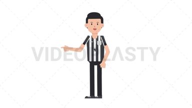 White Male US Referee Pointing Left Stock Animation