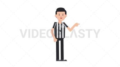 White Male US Referee Pointing Right Stock Animation