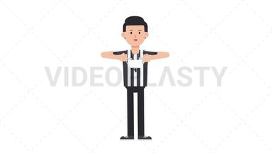 White Male US Referee Putting on Face Mask Stock Animation