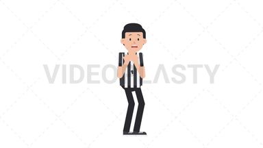 White Male US Referee Scared Stock Animation