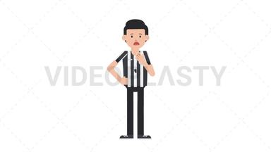 White Male US Referee Shortness of Breath Stock Animation