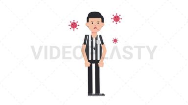 White Male US Referee Sick with Covid Stock Animation