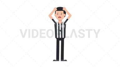 White Male US Referee Stressed Stock Animation