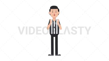 White Male US Referee Surprised Stock Animation