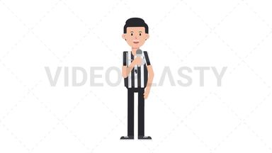 White Male US Referee Talking on Microphone Stock Animation