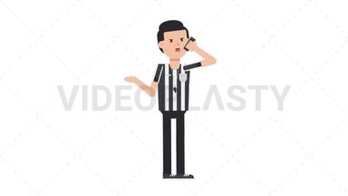 White Male US Referee Talking on the Phone Angry Stock Animation