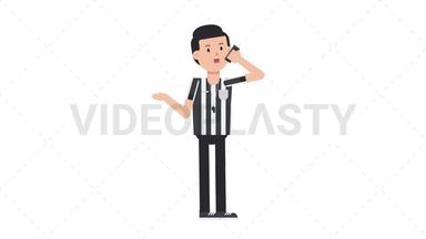 White Male US Referee Talking on the Phone Happy Stock Animation