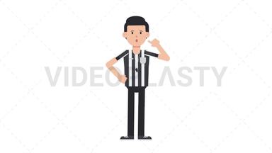 White Male US Referee Thinking Stock Animation