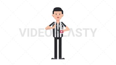 White Male US Referee Using Disinfectant Spray Stock Animation