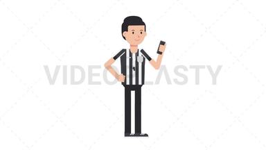 White Male US Referee Using Phone Stock Animation