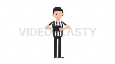 White Male US Referee Using Tablet Happy Stock Animation
