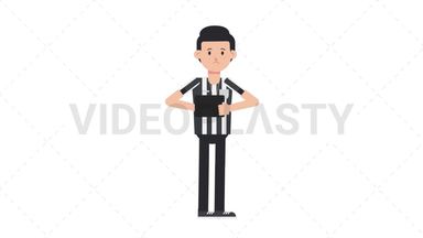 White Male US Referee Using Tablet Sad Stock Animation
