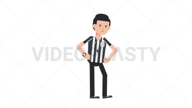 White Male US Referee Waiting Stock Animation