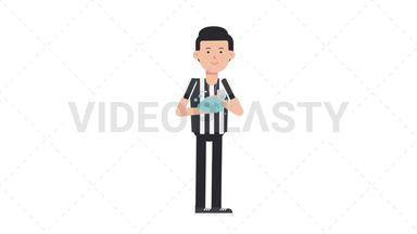 White Male US Referee Washing Hands Stock Animation
