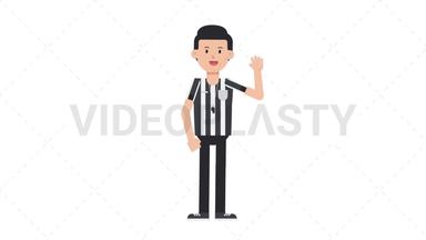 White Male US Referee Waving Stock Animation