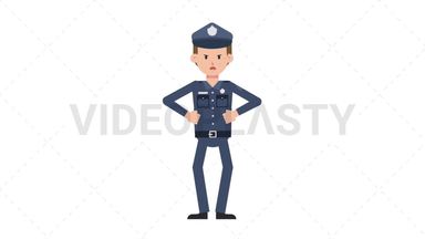 White Policeman Angry Stock Animation