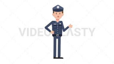 White Policeman Approve Stock Animation