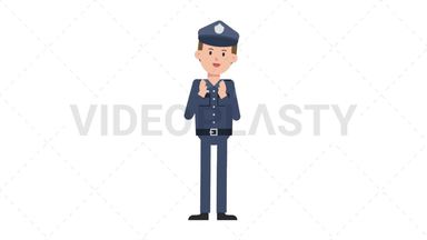 White Policeman Clapping Stock Animation