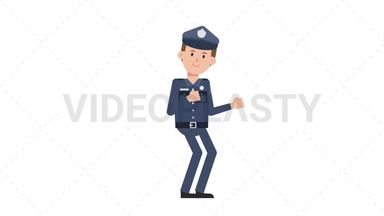White Policeman Dancing Stock Animation