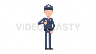 White Policeman Disapprove Stock Animation