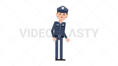 White Policeman Dizzy Stock Animation
