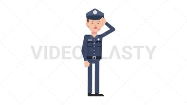 White Policeman Fever Stock Animation