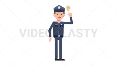 White Policeman Idea Stock Animation