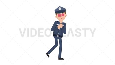 White Policeman In Love Stock Animation