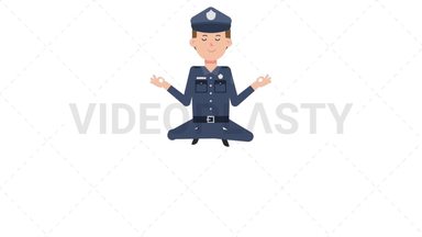 White Policeman Meditating Stock Animation