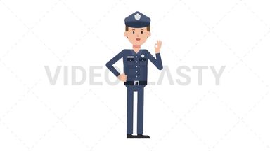White Policeman Ok Stock Animation